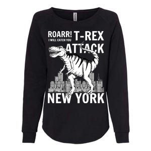 T-Rex Attacks New York Womens California Wash Sweatshirt