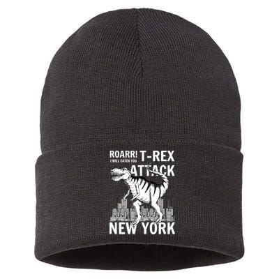 T-Rex Attacks New York Sustainable Knit Beanie