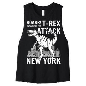 T-Rex Attacks New York Women's Racerback Cropped Tank