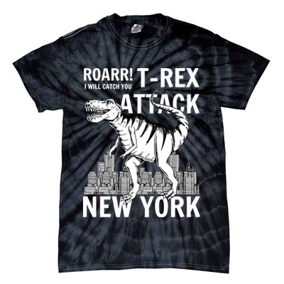 T-Rex Attacks New York Tie-Dye T-Shirt