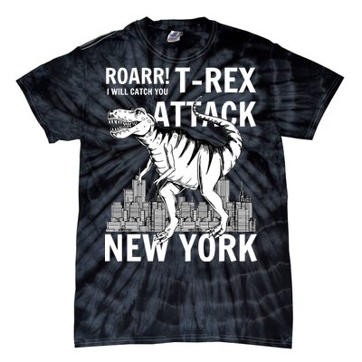 T-Rex Attacks New York Tie-Dye T-Shirt