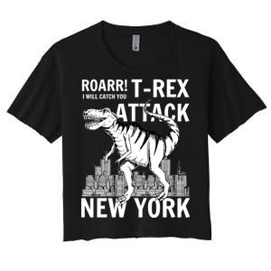 T-Rex Attacks New York Women's Crop Top Tee