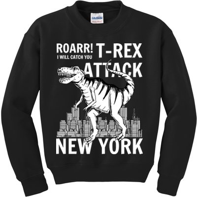 T-Rex Attacks New York Kids Sweatshirt