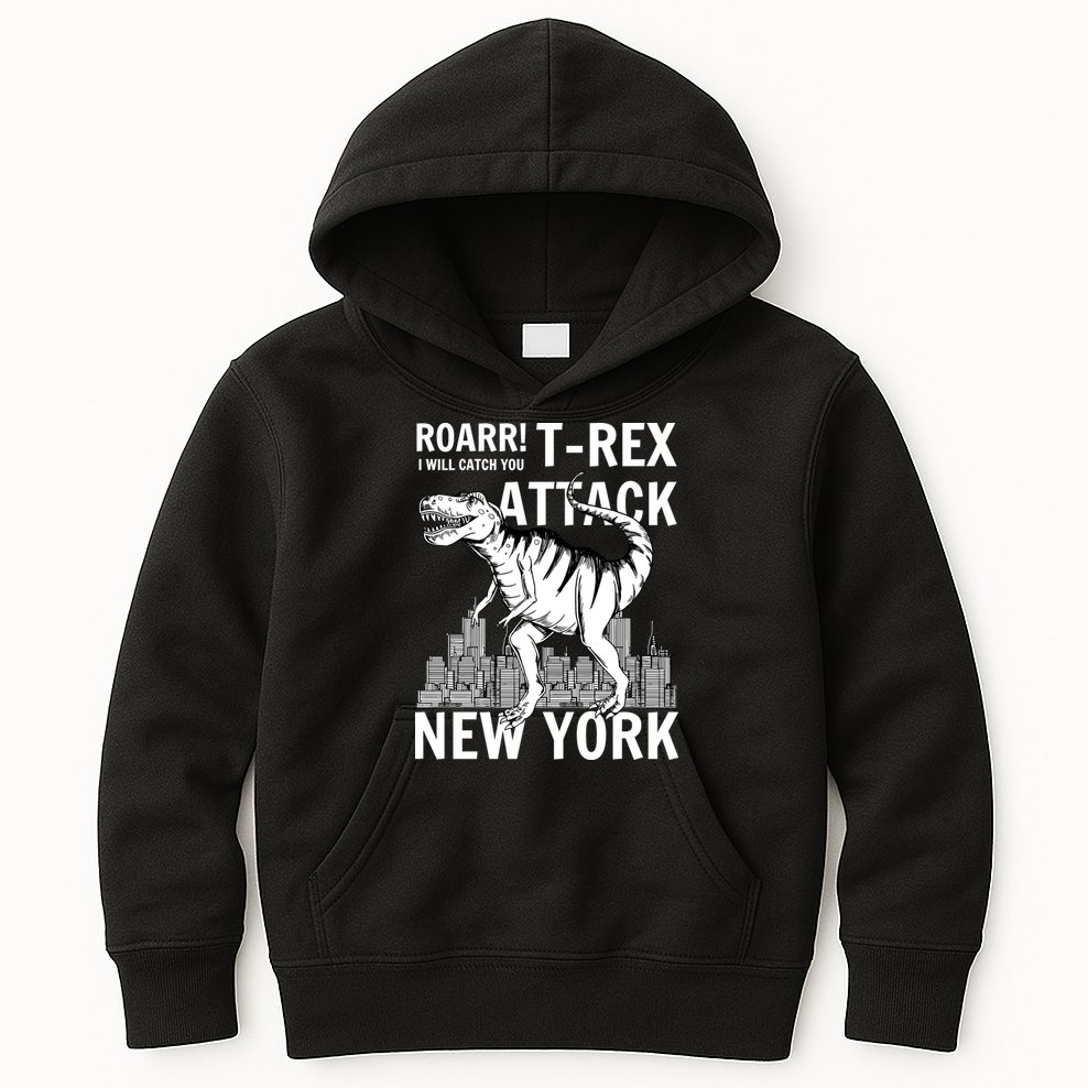 T-Rex Attacks New York Kids Hoodie