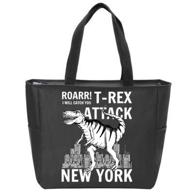 T-Rex Attacks New York Zip Tote Bag
