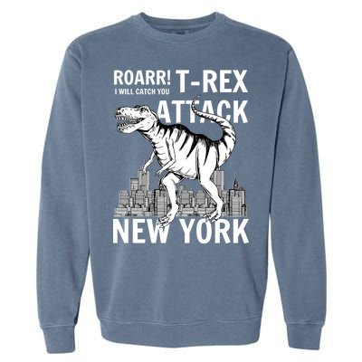 T-Rex Attacks New York Garment-Dyed Sweatshirt