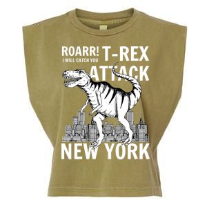 T-Rex Attacks New York Garment-Dyed Women's Muscle Tee