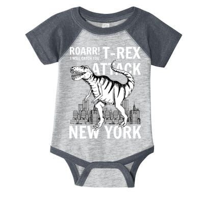 T-Rex Attacks New York Infant Baby Jersey Bodysuit