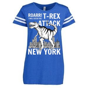 T-Rex Attacks New York Enza Ladies Jersey Football T-Shirt