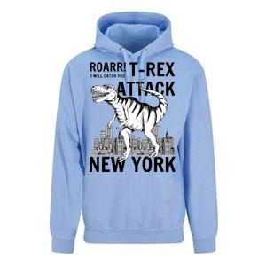 T-Rex Attacks New York Unisex Surf Hoodie