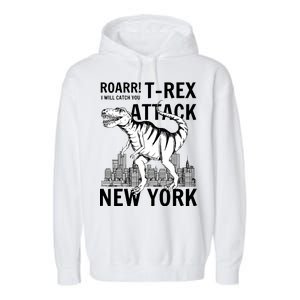 T-Rex Attacks New York Garment-Dyed Fleece Hoodie