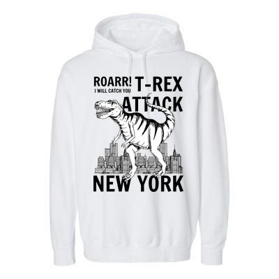 T-Rex Attacks New York Garment-Dyed Fleece Hoodie