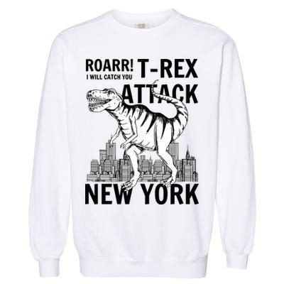 T-Rex Attacks New York Garment-Dyed Sweatshirt