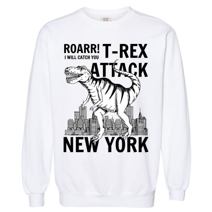 T-Rex Attacks New York Garment-Dyed Sweatshirt