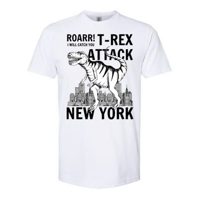 T-Rex Attacks New York Softstyle® CVC T-Shirt