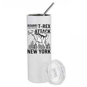 T-Rex Attacks New York Stainless Steel Tumbler