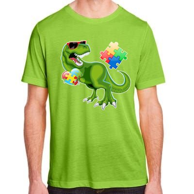 T-Rex Autism Awareness Puzzle Dinosaur  Adult ChromaSoft Performance T-Shirt