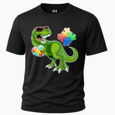 T-Rex Autism Awareness Puzzle Dinosaur  Performance Shirt