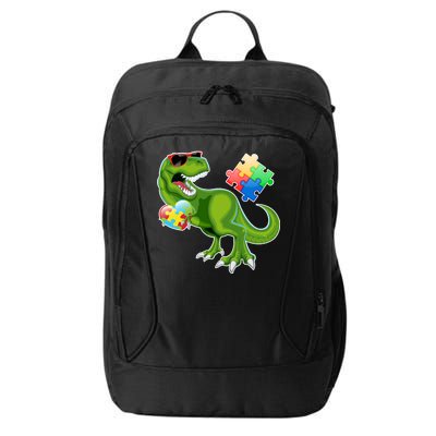 T-Rex Autism Awareness Puzzle Dinosaur  City Backpack