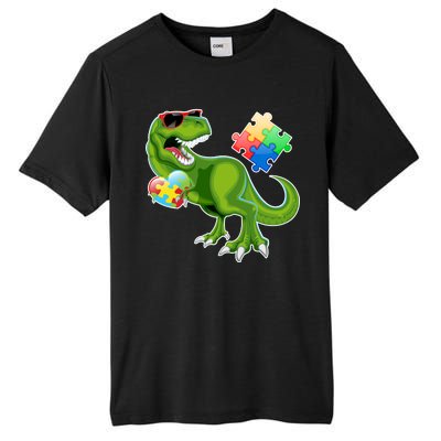 T-Rex Autism Awareness Puzzle Dinosaur  Tall Fusion ChromaSoft Performance T-Shirt