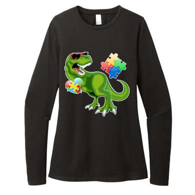 T-Rex Autism Awareness Puzzle Dinosaur  Womens CVC Long Sleeve Shirt