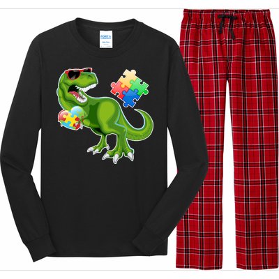 T-Rex Autism Awareness Puzzle Dinosaur  Long Sleeve Pajama Set