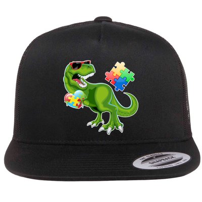 T-Rex Autism Awareness Puzzle Dinosaur  Flatbill Hat