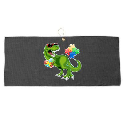 T-Rex Autism Awareness Puzzle Dinosaur  Large Microfiber Waffle Golf Towel