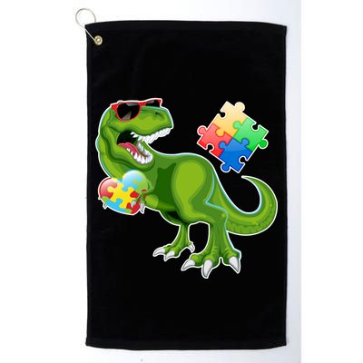 T-Rex Autism Awareness Puzzle Dinosaur  Golf Towel