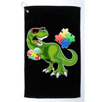 T-Rex Autism Awareness Puzzle Dinosaur  Golf Towel