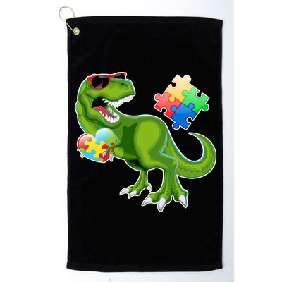 T-Rex Autism Awareness Puzzle Dinosaur  Platinum Collection Golf Towel