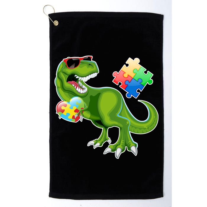 T-Rex Autism Awareness Puzzle Dinosaur  Golf Towel