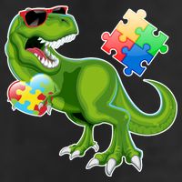 T-Rex Autism Awareness Puzzle Dinosaur  Golf Towel