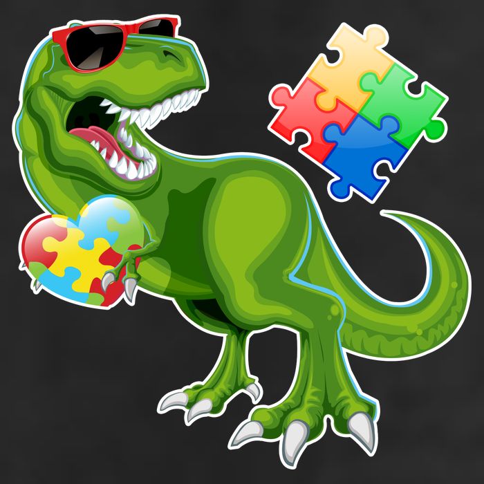 T-Rex Autism Awareness Puzzle Dinosaur  Golf Towel