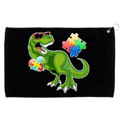 T-Rex Autism Awareness Puzzle Dinosaur  Grommeted Golf Towel