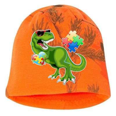 T-Rex Autism Awareness Puzzle Dinosaur  Kati - Camo Knit Beanie