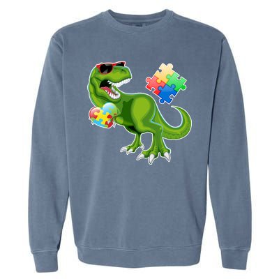 T-Rex Autism Awareness Puzzle Dinosaur  Garment-Dyed Sweatshirt