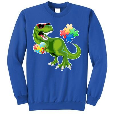 T-Rex Autism Awareness Puzzle Dinosaur  Sweatshirt