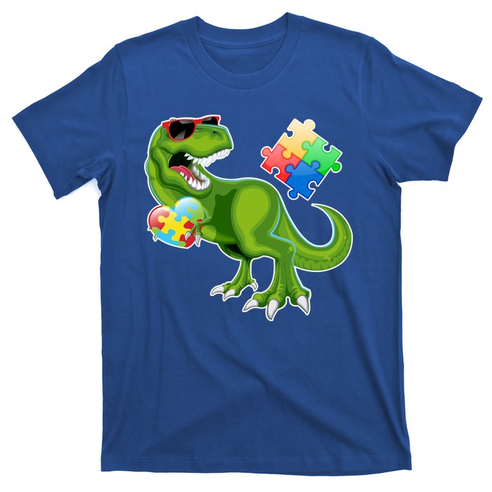 T-Rex Autism Awareness Puzzle Dinosaur  T-Shirt