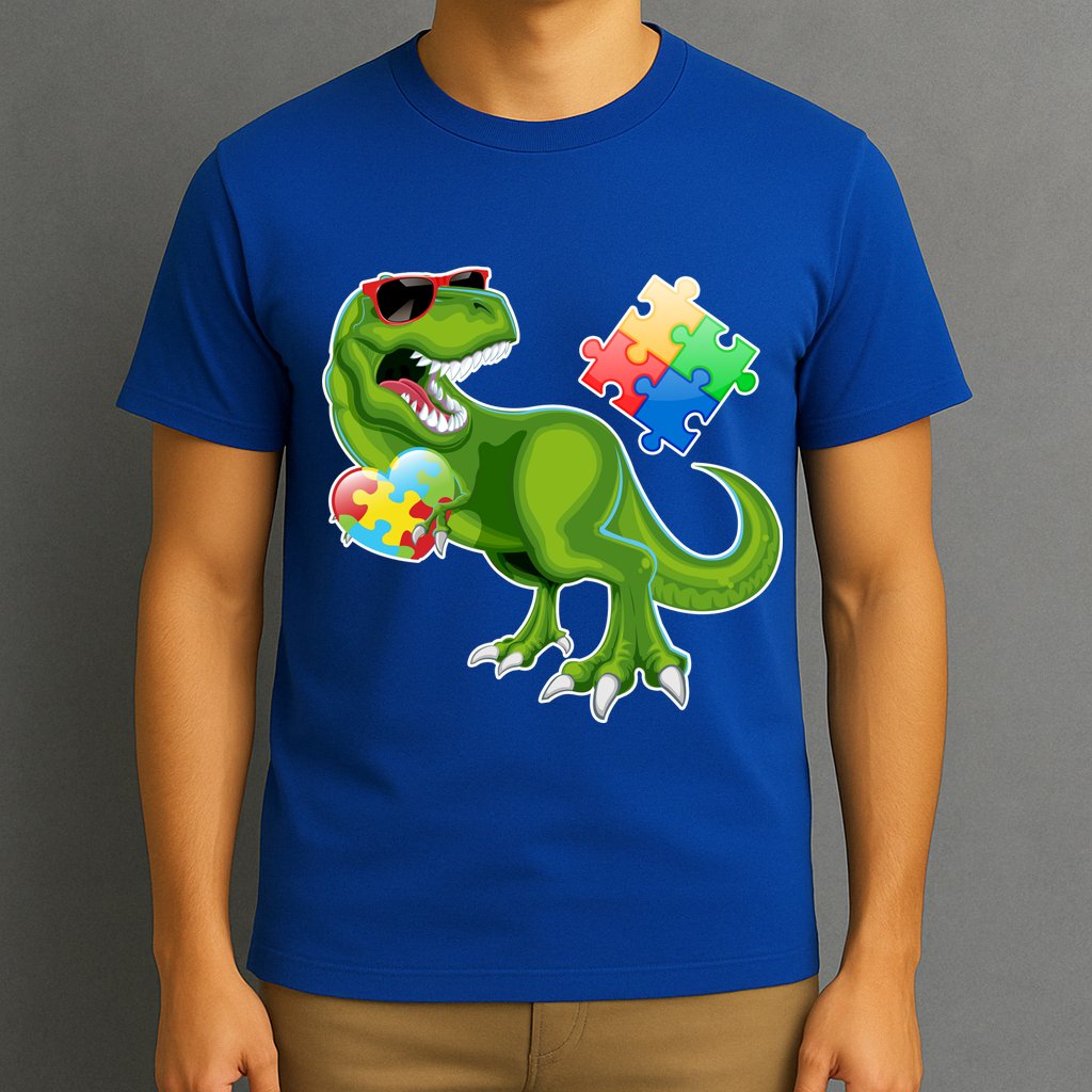 T-Rex Autism Awareness Puzzle Dinosaur  T-Shirt