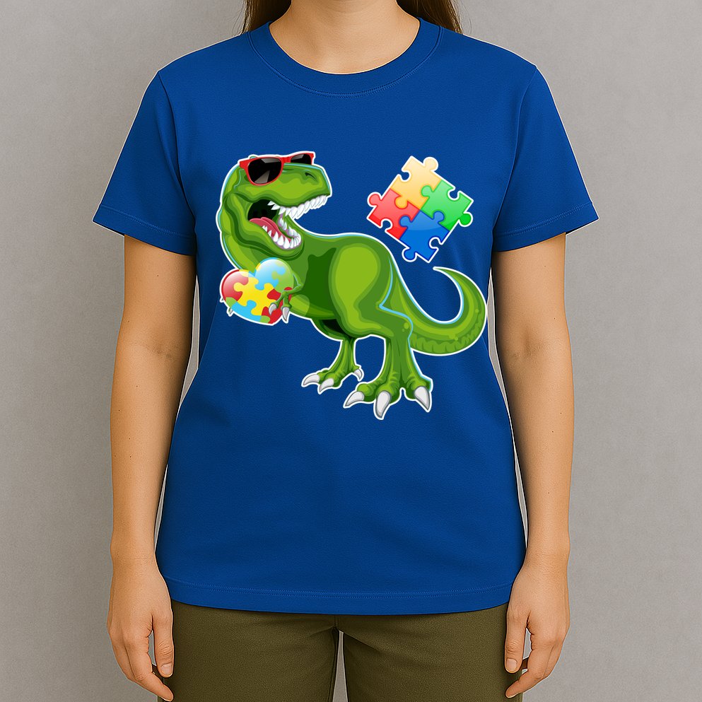 T-Rex Autism Awareness Puzzle Dinosaur  T-Shirt