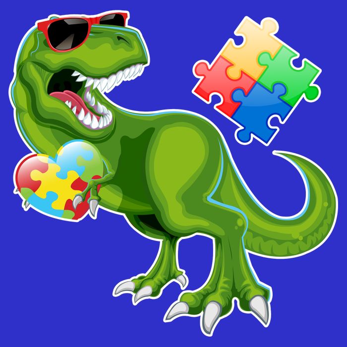 T-Rex Autism Awareness Puzzle Dinosaur  T-Shirt