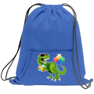 T-Rex Autism Awareness Puzzle Dinosaur  Sweatshirt Cinch Pack Bag