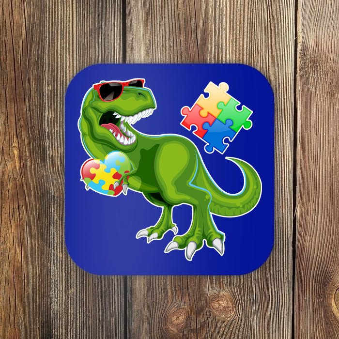 T-Rex Autism Awareness Puzzle Dinosaur  Coaster