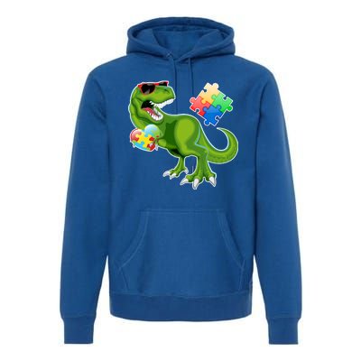 T-Rex Autism Awareness Puzzle Dinosaur  Premium Hoodie