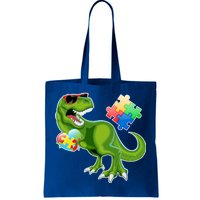 T-Rex Autism Awareness Puzzle Dinosaur  Tote Bag