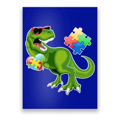 T-Rex Autism Awareness Puzzle Dinosaur  Poster