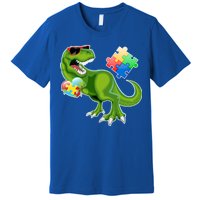 T-Rex Autism Awareness Puzzle Dinosaur  Premium T-Shirt