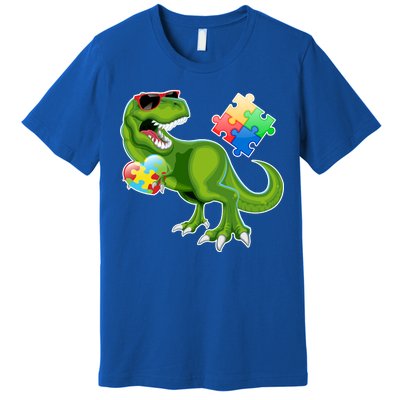 T-Rex Autism Awareness Puzzle Dinosaur  Premium T-Shirt