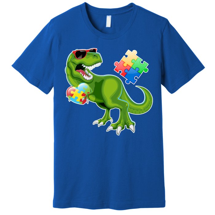 T-Rex Autism Awareness Puzzle Dinosaur  Premium T-Shirt